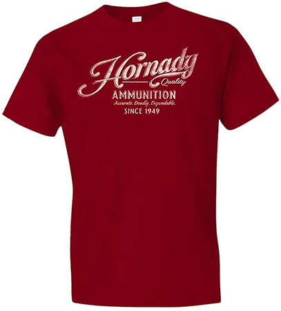 HDESIGN 31872  HORNADY VINTAGE SCRIPT TEE RED M