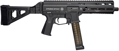 GRAND POWER STRIBOG SP45A3 45 ACP  8" SBT BRC BLK Roller-Delayed Blowback System, 45ACP ? 8" Barrel (Threaded 9/16x24) SBT Brace, Alloy Upper, Polymer Lower ? Black, 3x 30rd GP Mags Molded hard carrying case