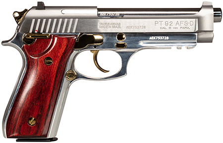 PT92 9mm 5" SS/Wood W/Gld (2)17rd