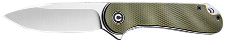 Elementum Grn G10 S/S Liner Satin Finished D2 Green G10 Handle, Gray S/S Liner, Satin Finished D2, Blade Length 2.96"