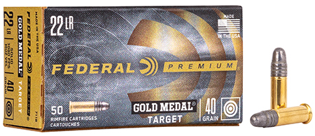 FEDERAL 22 LR GOLD MEDAL MATCH 40GR LEAD RN 50RD AMMO
