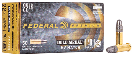 FEDERAL 22 LR TARGET HV 40GR SOLID AMMO 50RD