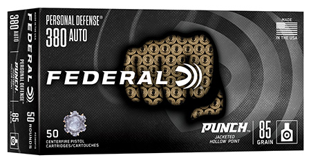FEDERAL Personal Defense Punch 380 AUTO 85GR JHP 50 ROUNDS
