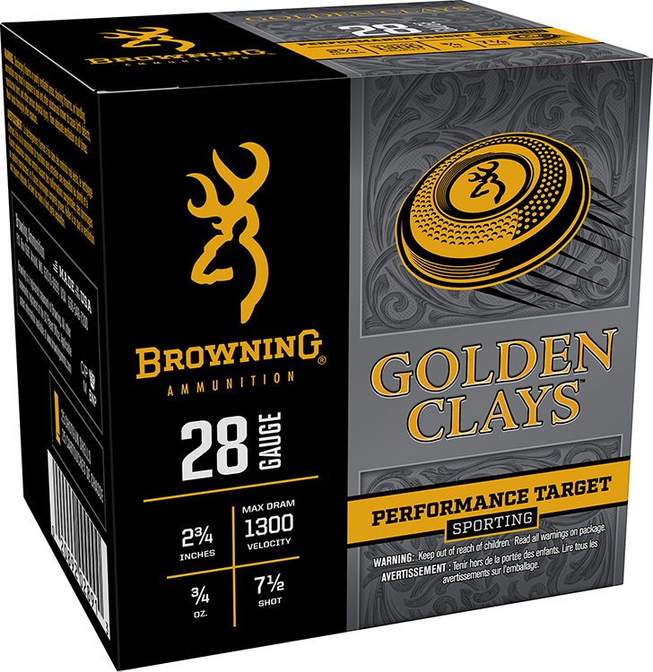 GOLDEN CLAYS 28 GAUGE 2-3/4” #7.5 SHOT SHOTGUN AMMO