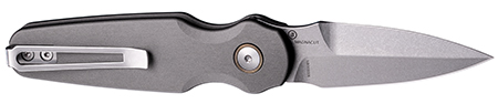 HOGUE BALLISTA-II 2.6" STN/AL/COCOBOLO INSERT Ballista-II 2.6" Button Lock Automatic - Bayonet Blade Tumbled Finish Magnacut Aluminum Frame Matte Grey - Wood Insert Coco Bolo