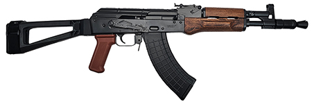 PIONEER HELLPUP 762X39 30R BRC 11" Barrel, Forged Series Hellpup AK-47 Pistol, Semi-Auto Polish Laminated Wood Furniture - Forged Front Trunnion SB Tactical AKTF Triangle Side Folding Pistol Brace and 2-30Rd Mags