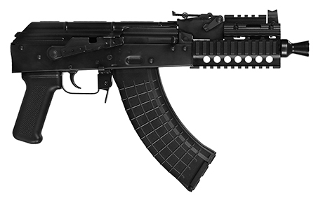 MICRO HELLPUP 7" 762X39 30RD Pioneer Arms 7" Micro Hellpup AK Pistol Black Polymer Pistol Grip, Aluminum Picatinny Quad Rail Short Krinkov Style Muzzle Device, and 2 Magazines