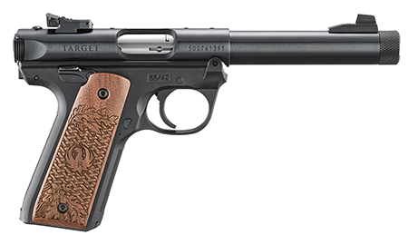 MARK IV COLLECTOR'S SERIES 22/45 5.5" 22LR 10RD BLUED FINISH; ENGRAVED AMERICAN WALNUT GRIPS; POLYMER FRAME; THREADED BULL BRL; FIXED FRONT & ADJUSTABLE REAR SIGHTS; OAK LEAF & BASKET WEAVER PATTERN; 2025 COLLECTOR'S SERIES METAL LICENSE PLATE, DECAL & PIN; 2X10RD MAGS