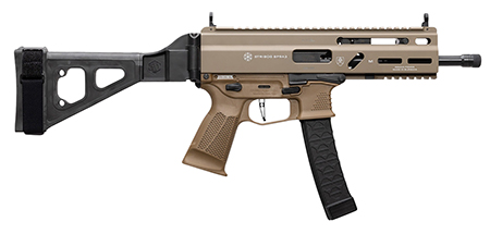 GRAND POWER STRIBOG SP9A3 9MM PISTOL 8" BARREL THREADED RLR DELAYED STRIBOG PATTERN MAG W/ BRACE FDE