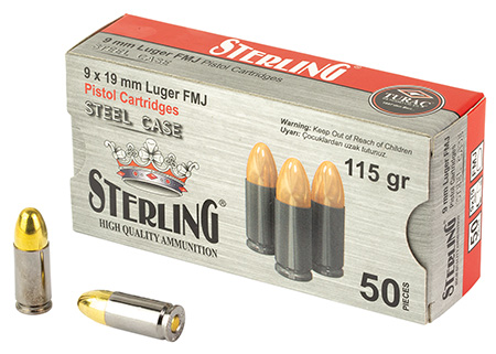 STERLING 9MM 115GR FMJ STEEL 50/1000