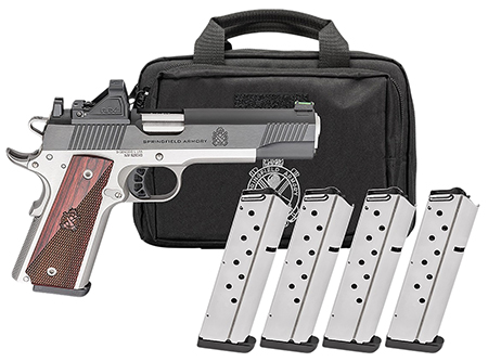 SPRINGFIELD ARMORY 1911 RONIN AOS 45ACP 5IN BARREL 8RD BLUE/SS U-NOTCH W/FIBER OPTIC 4MAGS PX9120LAOS-PAC