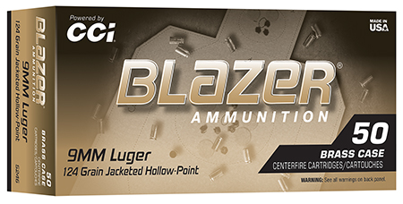 CCI BLAZER BRASS 9MM 124G JHP 50/500