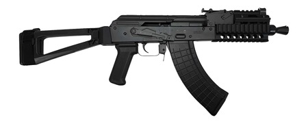 MICRO HELLPUP 7" 762X39 SB BRC Pioneer Arms 7" Micro Hellpup Braced AK Pistol Black Polymer Pistol Grip, Aluminum Picatinny Quad Rail, SB Tactical AKTF Triangle Side Folding Pistol Brace, 2-30Rd Mags