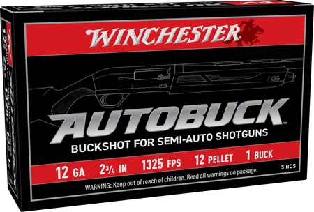 WINCHESTER AUTOBUCK 12 GA 2-3/4IN #1 BUCKSHOT USAB121 5RD