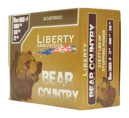 LIB AMMO BEAR COUNTRY 9MM+P 72GR 20/10