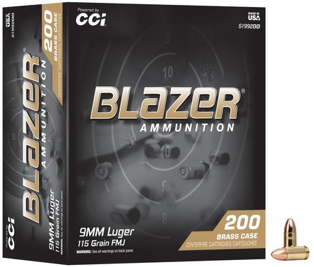 9MM LUGER 115GR FMJ BLAZER BRASS 200RD TRAYED