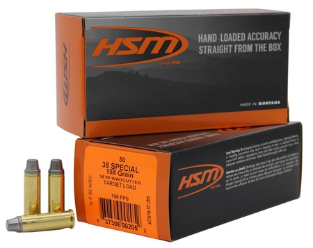 HSM Training 38 Special 158gr Soft Lead SWC 50/RD Box
