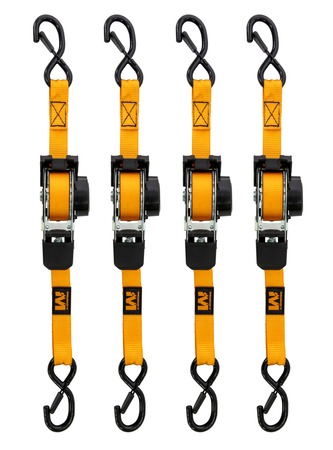 1X10 RETRACTABLE RATCHET STRAPS ORANGE 4 PACK