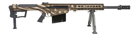 BARRETT M107A1 20" 250TH 10RD Model M107A1 America 250 Series Custom American 1776 Flag Cerakote, RMJ Tactical Kestrel Tomahawk Commemorative Challenge Coin, Certificate of Authenticity