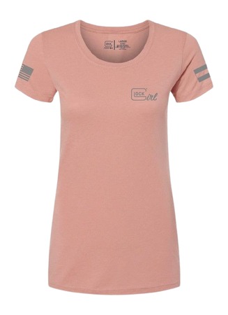 GLK AP96362 GLOCK GIRL FLAG TEE S   PINK
