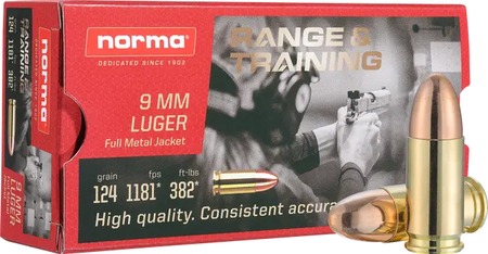 NORMA R&T 9MM 124GR FMJ 50/RDS Ammo