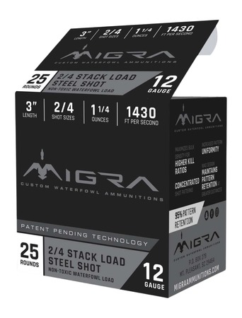 12 Gauge 3 Inch Steel Shot -Staxd Load 2-4 Shot 1.25oz 25Rds Ammo
