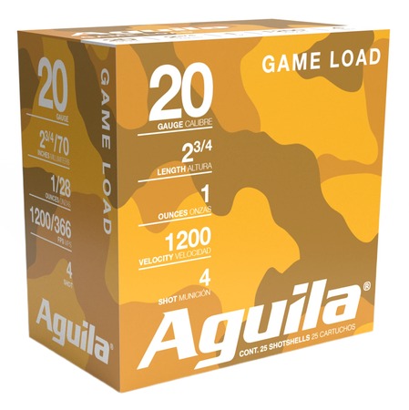 Aguila 20ga HV 2-3/4 1oz 1220 fps #4 25/RD