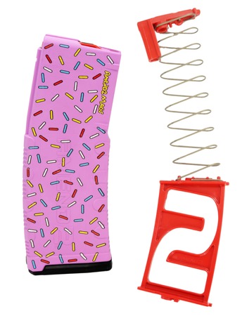 AMEND2 M2  5.56MM 10RD AR15 WITH RED FOLLOWER PINK SPRINKLE 10/30 POLYMER MAGAZINE ( 50 PER CASE )