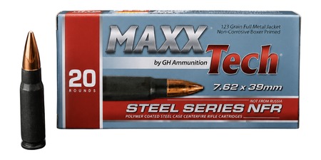 MAXXTECH STEEL SERIES NFR 7.62X39 123GR FMJ 2428FPS 20RD AMMO
