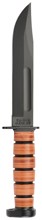 KA-BAR Dog's Head Utility 7" Leather Handle; 1095 Cro-Van; Leather Sheath USA Made