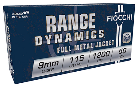 Fiocchi 9mm Luger 115gr Full Metal Jacket Ammo - Box of 50