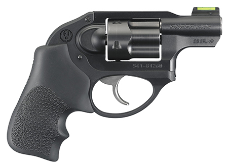 RUGER LCR 38SPL+P MAG REVOLVER BLACK, HOGUE GRIP, FIBER FRONT SIGHT 5RD