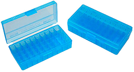 MTM Ammo Box 50 Round Flip-Top 40 10mm 45 ACP Clr-Blue