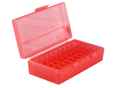 MTM Ammo Box 50 Round Flip-Top 9mm 380 ACP Clr-Red