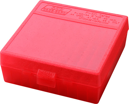 MTM Ammo Box 100 Round Flip-Top 41 44 45 LC Clr-Red