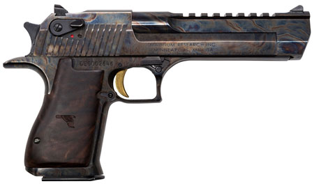 MAG RESEARCH DESERT EAGLE HGA 50 AE 6" BBL CASE HARDENED WALNUT AND RUBBER GRIPS 7/RD MAG
