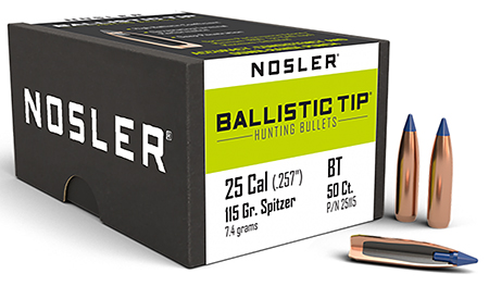 Nosler 25115 Ballistic Tip 25 Cal .257 115 gr Spitzer Point/ 50 Per Box-img-1
