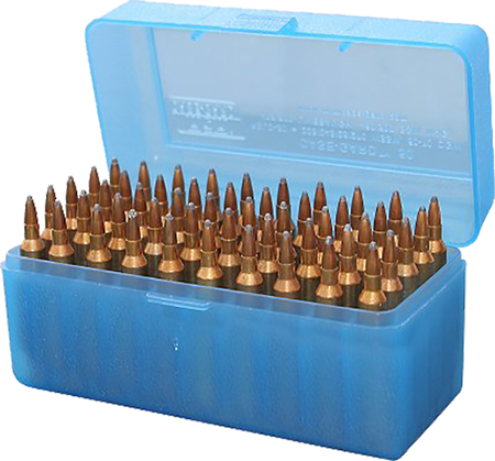 MTM Ammo Box 50 Round Flip-Top 375 Rem UM 375 Wby Mag Clr-Blue