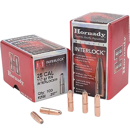 INTERLOCK 25 CALIBER (0.257'') ROUND NOSE BULLETS