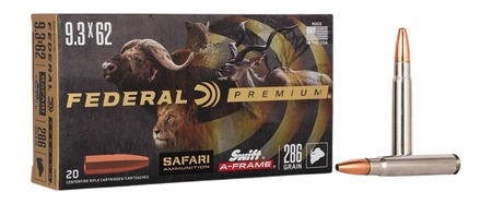 FEDERAL 9.3 X 62 MAUSER 286GR SWIFT A-FRAME AMMO 20RD