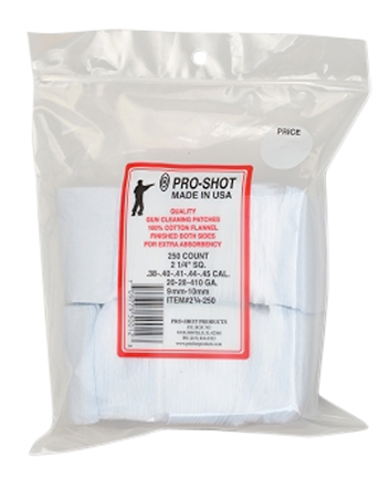 COTTON CLEANING PATCH 2-1/4" SQ .38 45CAL 250/CT